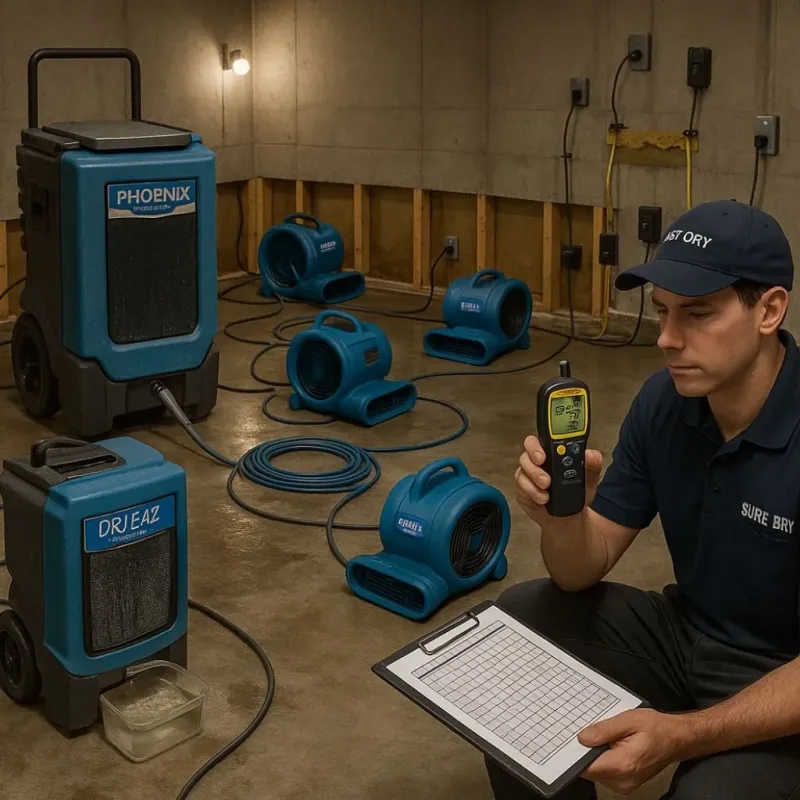Structural Drying and Dehumidification process in Thunderbolt, GA